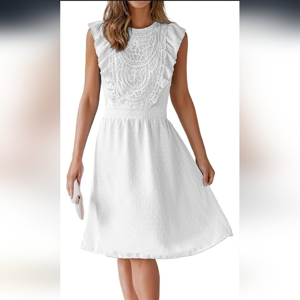 Women's‎ New With Tags Ecowish Crochet Top Flutter Sleeve Midi Dress, Medium